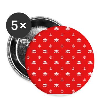 Nordsee Ostsee Anker Meer Urlaub maritim Geschenk - Buttons groß 56 mm (5er Pack) - Weiß - Vorne