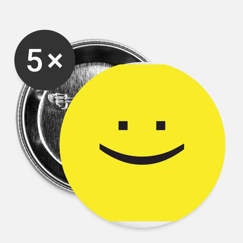 Smile Retro Emoji Happy Smile - Buttons large 2.2''/56 mm (5-pack) - white
