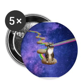 Süße Tabby-Katze im Weltraum - Buttons groß 56 mm (5er Pack) - Weiß - Vorne