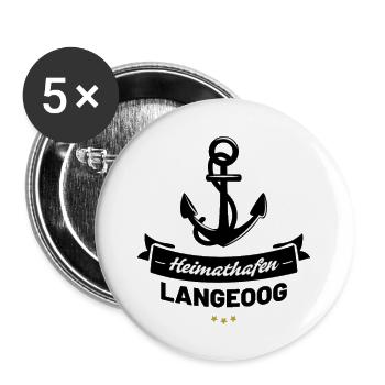 Heimathafen Langeoog - Buttons groß 56 mm (5er Pack) - Weiß - Vorne