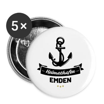 Heimathafen Emden - Buttons groß 56 mm (5er Pack) - Weiß - Vorne