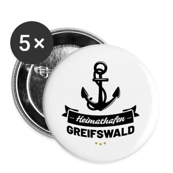 Heimathafen Greifswald - Buttons groß 56 mm (5er Pack) - Weiß - Vorne