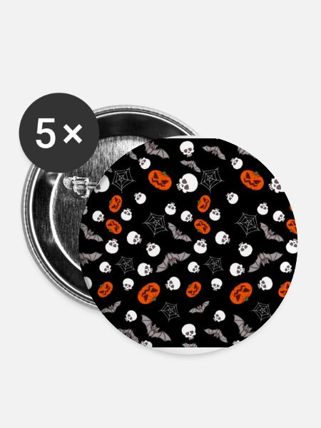Halloween-Muster - Buttons groß 56 mm (5er Pack) - Weiß