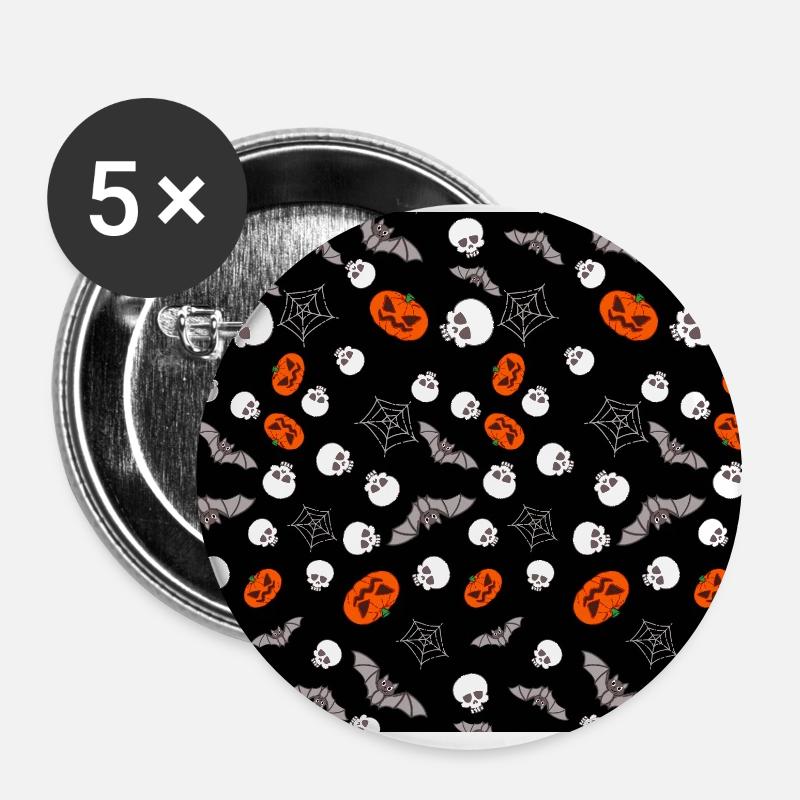 Halloween-Muster - Buttons groß 56 mm (5er Pack) - Weiß
