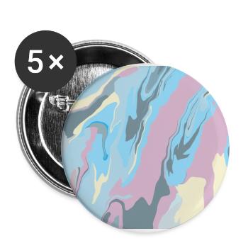 Fröhlich buntes Regenbogen Design in Pastellfarben - Buttons groß 56 mm (5er Pack) - Weiß - Vorne