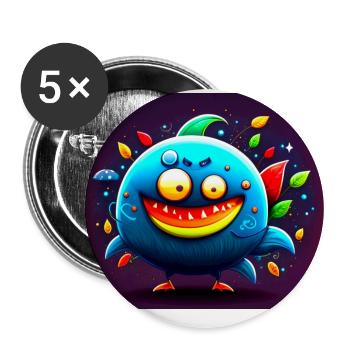 Monster - Lot de 5 grands badges (56 mm) - blanc - Devant