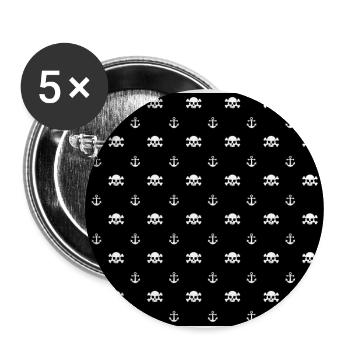 Nordsee Ostsee Meer Anker Urlaub maritim Geschenk - Buttons groß 56 mm (5er Pack) - Weiß - Vorne