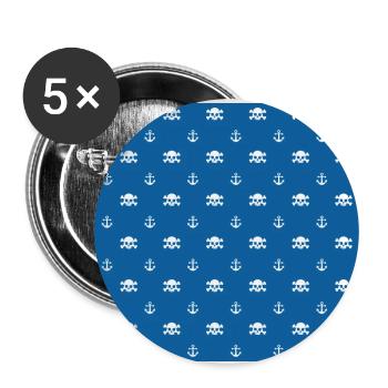 Ostsee Nordsee Meer Anker Urlaub maritim Geschenk - Buttons groß 56 mm (5er Pack) - Weiß - Vorne