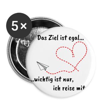Avion en papier avec coeur et texte romantique - Lot de 5 grands badges (56 mm) - blanc - Devant