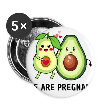 we are pregnant - Avocado Eltern - Buttons groß 56 mm (5er Pack) - Weiß - Vorne
