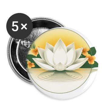 Weiße Lotusblume - Florales Sommerdesign - Buttons groß 56 mm (5er Pack) - Weiß - Vorne