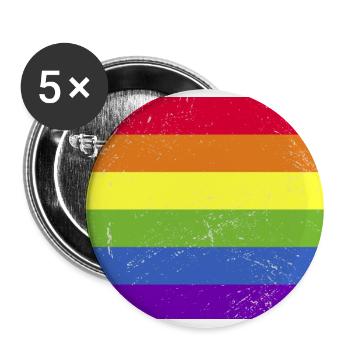 LGBTQ+ Regenbogenflagge Vintage - Buttons groß 56 mm (5er Pack) - Weiß - Vorne