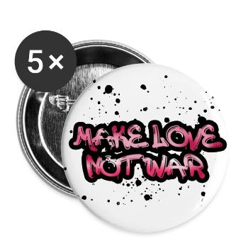 make love not war,pink typo,war,graffiti - Buttons large 2.2''/56 mm (5-pack) - white - Front