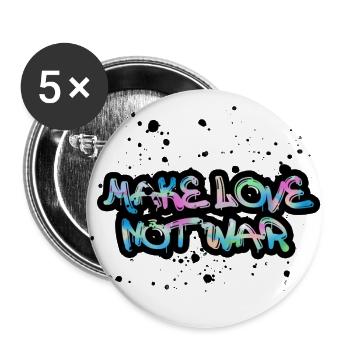 make love not war,colorful, typo,war,graffiti - Buttons large 2.2''/56 mm (5-pack) - white - Front