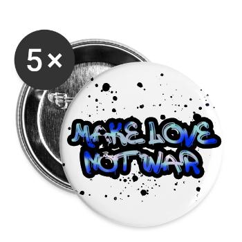 make love not war,blue, typo,war,graffiti - Buttons large 2.2''/56 mm (5-pack) - white - Front
