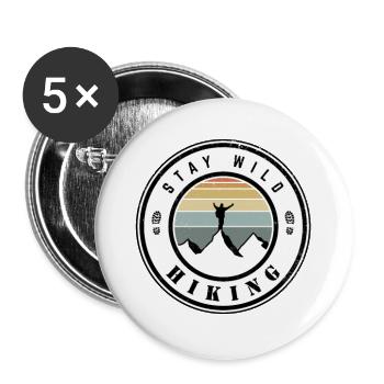 Stay wild - hiking - Buttons groß 56 mm (5er Pack) - Weiß - Vorne
