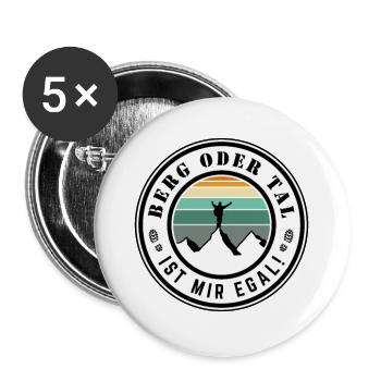 Berg oder Tal ist mir egal - Buttons groß 56 mm (5er Pack) - Weiß - Vorne