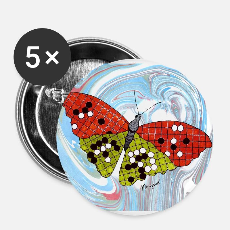 Go Butterfly - Buttons large 2.2''/56 mm (5-pack) - white