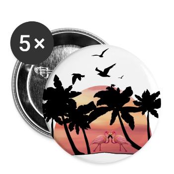 Pink Pink Flamingo - Summer Holiday Illustration - Buttons large 2.2''/56 mm (5-pack) - white - Front