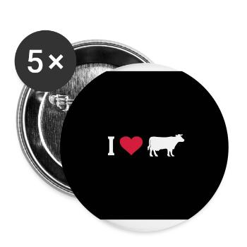 Cow Cows Heart I Love Farm Farmer Farmer Cattle - Buttons large 2.2''/56 mm (5-pack) - white - Front