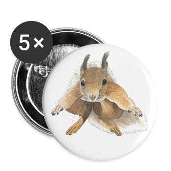 Eichhörnchen springen squirrel - Buttons groß 56 mm (5er Pack) - Weiß - Vorne