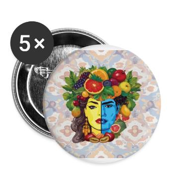 teste di moro, siciliane, testa di moro - Buttons groß 56 mm (5er Pack) - Weiß - Vorne