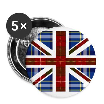 tartan union jack - Lot de 5 grands badges (56 mm) - blanc - Devant