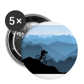 Mountain bikers in the mountains - Buttons large 2.2''/56 mm (5-pack) - white - Front