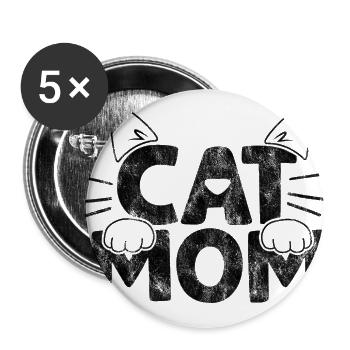 cat mom - Funny cat sayings - Buttons large 2.2''/56 mm (5-pack) - white - Front