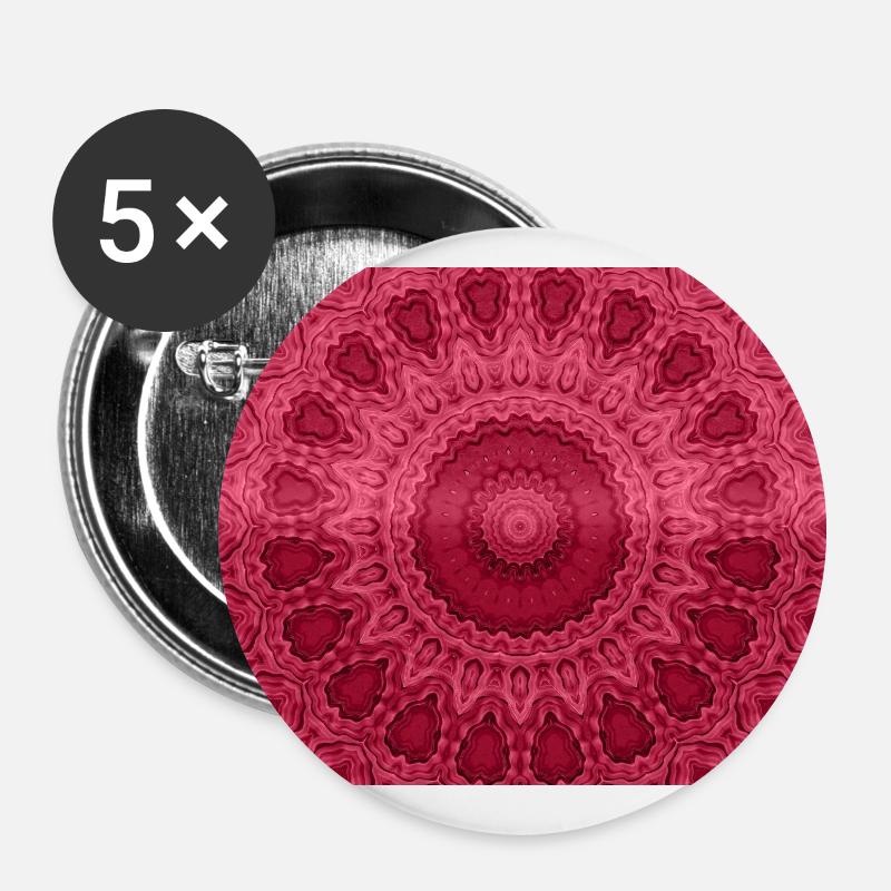 Mandala - Viva Magenta - Buttons large 2.2''/56 mm (5-pack) - white