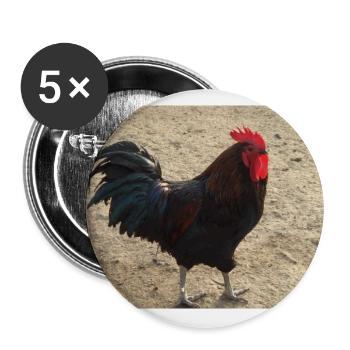Rooster black and brown feathered - Buttons large 2.2''/56 mm (5-pack) - white - Front