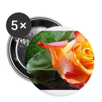 Orange rose with green leaf - Buttons large 2.2''/56 mm (5-pack) - white - Front