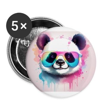 ours avec des lunettes colorées - Lot de 5 grands badges (56 mm) - blanc - Devant