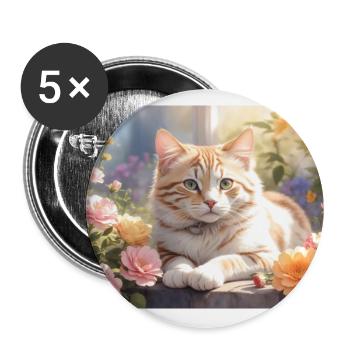beautiful white cat - Buttons large 2.2''/56 mm (5-pack) - white - Front