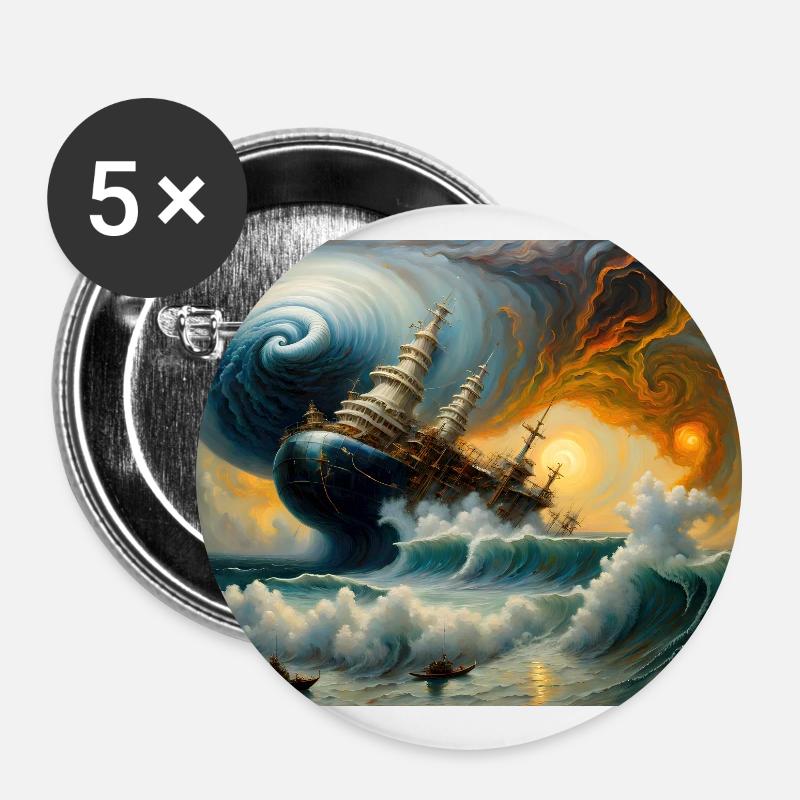 Nature's Fury #7 - Buttons large 2.2''/56 mm (5-pack) - white