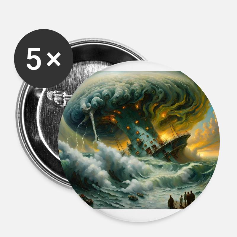 Nature's Fury #8 - Buttons large 2.2''/56 mm (5-pack) - white