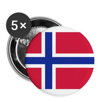 Drapeau de la Norvège - Lot de 5 grands badges (56 mm) - blanc - Devant