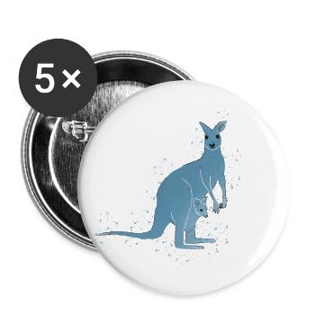 Kangourou bleu - Lot de 5 grands badges (56 mm) - blanc - Devant