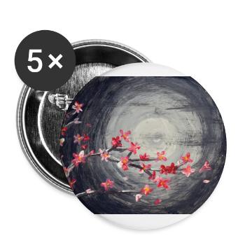 Cherry blossom in the moonlight - Buttons large 2.2''/56 mm (5-pack) - white - Front