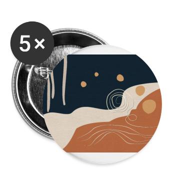 Abstract Go with the Flow 1 in Navy und Ocker - Buttons groß 56 mm (5er Pack) - Weiß - Vorne
