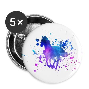 Aquarelle de silhouette de cheval - Lot de 5 grands badges (56 mm) - blanc - Devant