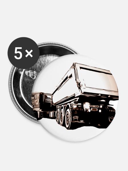 Lastwagen - Buttons groß 56 mm (5er Pack) - Weiß