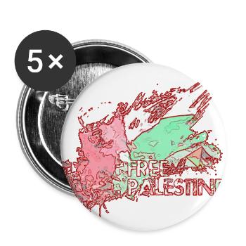 Palästina-Flagge Frei G5 - Buttons groß 56 mm (5er Pack) - Weiß - Vorne