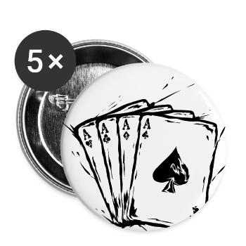 Poker Ace Cards - Buttons large 2.2''/56 mm (5-pack) - white - Front