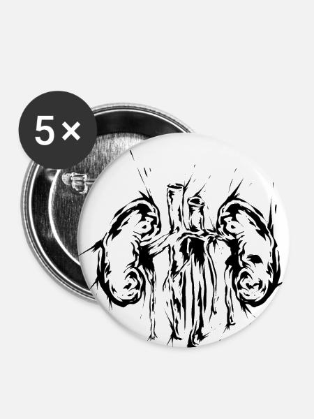 Nieren - Buttons groß 56 mm (5er Pack) - Weiß