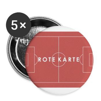 ROTE KARTE Fußball Statement - Buttons groß 56 mm (5er Pack) - Weiß - Vorne