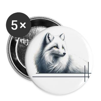 Fuchs im Winter Eleganz - Buttons groß 56 mm (5er Pack) - Weiß - Vorne