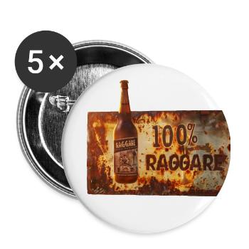 100% Raggare – Rustic beer feeling - Buttons large 2.2''/56 mm (5-pack) - white - Front