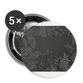 black and white lilac pattern - Buttons large 2.2''/56 mm (5-pack) - white - Front