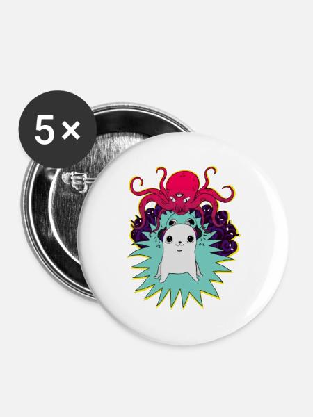 Leave Me Alone - Buttons groß 56 mm (5er Pack) - Weiß